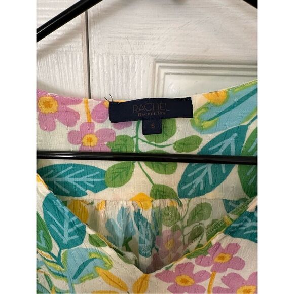 Rachel Roy Women's Tropical Floral Print Puff Sleeve Blouse Multicolor Small - Picture 5 of 8